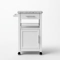Desserte de cuisine mobile en bois, coloris blanc