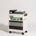 Chariot de rangement en bois sur roulettes, coloris blanc
