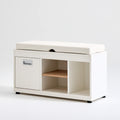 Banc à chaussures avec assise rembourrée en bois, coloris blanc