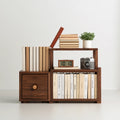 Bibliothèque de bureau en bois réglable, coloris brun
