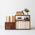 Bibliothèque de bureau en bois réglable, coloris brun
